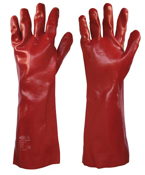 PVC Handschuhe Rot 40 cm lang Gr. 10
