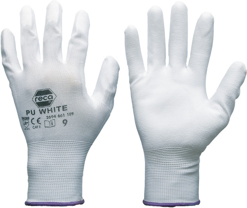 RECA Handschuh PU Weiß Gr. 6