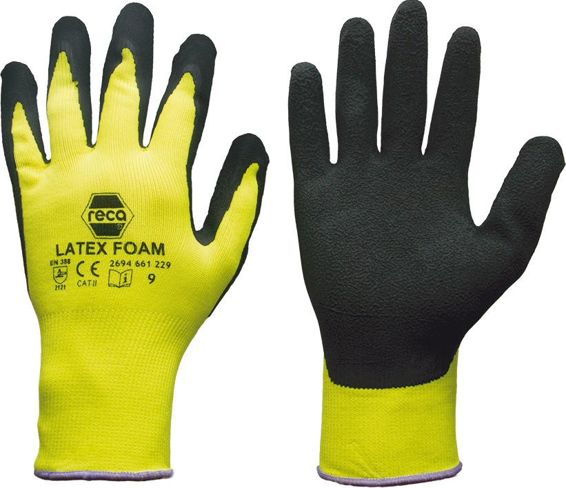 RECA Handschuh Latex Foam, Gelb, Gr. 9