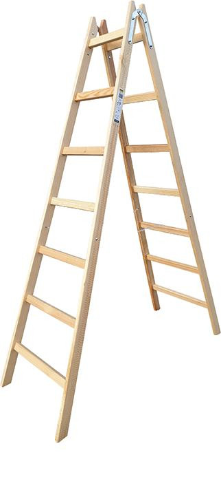 Doppelleiter Holz 7 Sprossen