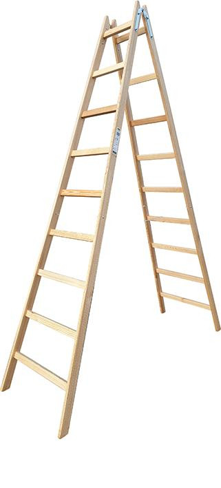 Doppelleiter Holz 9 Sprossen