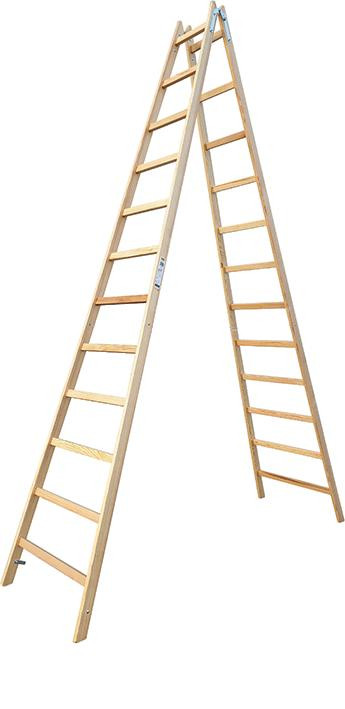 Doppelleiter Holz 12 Sprossen