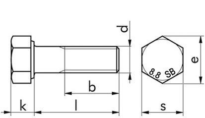 SB-Garnitur Sechskantschraube-Mutter EN 15048 - ISO 4014 - 8.8U/ISO 4032 - 8 - feuerverzinkt - M10 X 70 - CE