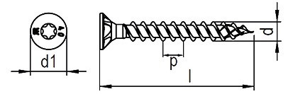 DNS® Spanplattenschraube - Senkkopf - Vollgewinde - verzinkt blau - 4 X 25 - TX20 - ETA 11/0106