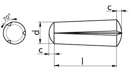 Kegelkerbstift DIN 1471 - Stahl - blank - 2 X 8