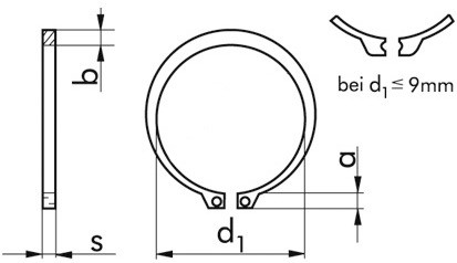 Sicherungsring für Welle DIN 471A - Federstahl - Zinklamelle silber - 380 X 6