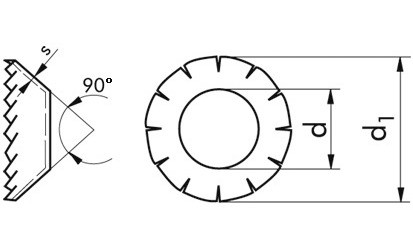 Fächerscheibe DIN 6798V - Federstahl - blank - M8=8,4mm