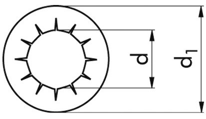 Fächerscheibe DIN 6798J - Federstahl - blank - M5=5,3mm