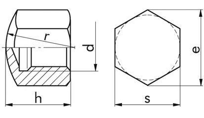 Hutmutter DIN 917 - Messing - blank - M16