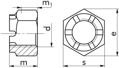 Kronenmutter DIN 935 - 8 - Zinklamelle silber - M20