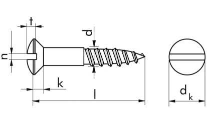 Linsensenk-Holzschraube DIN 95 - Messing - blank - 3,5 X 16