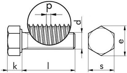 Sechskantschraube DIN 961 - 10.9 - blank - M12 X 1,25 X 45