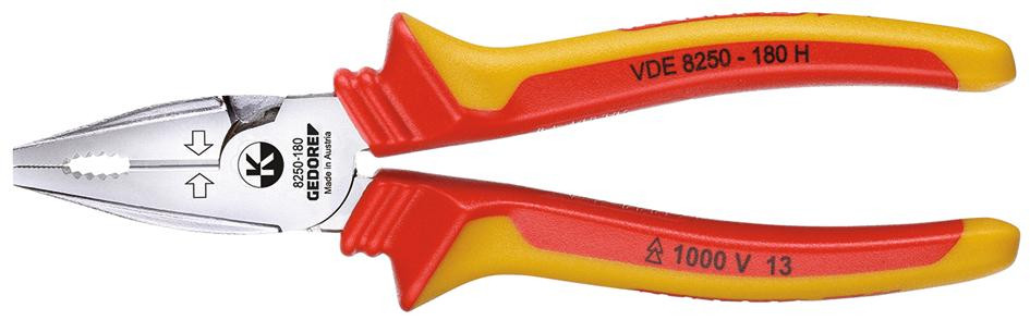 GEDORE VDE-Kraft-Kombinationszange mit Hüllenisolierung 180 mm -VDE 8250-180 H- Nr.:1550950