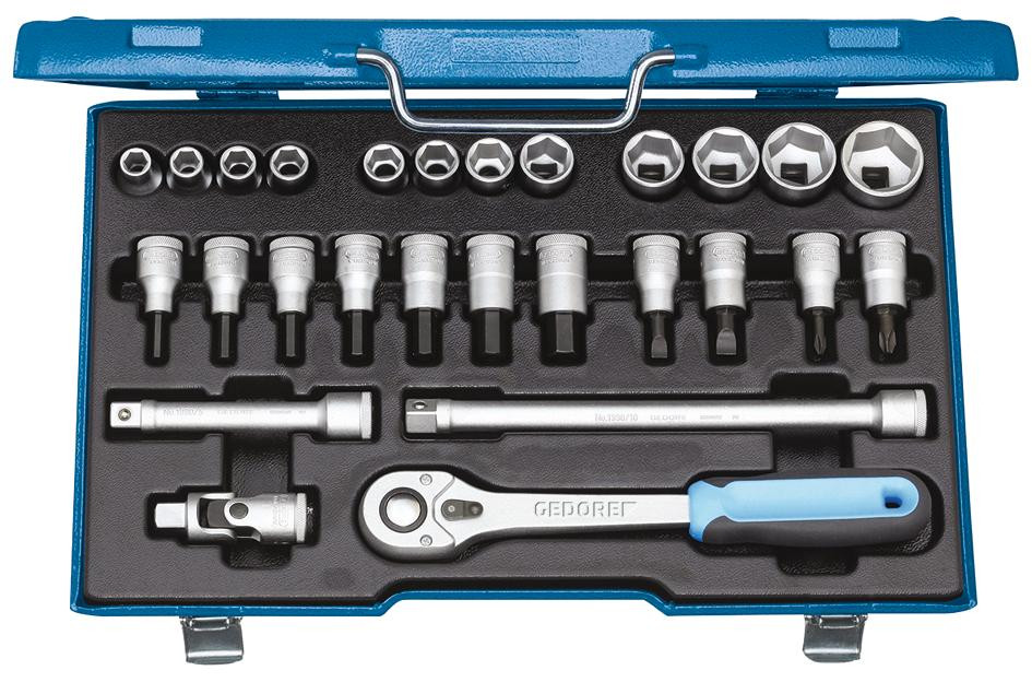 GEDORE 6-Kant-Steckschlüssel-Satz Antrieb 1/2" 19IMU-10/ 27-teilig SW 10-30
