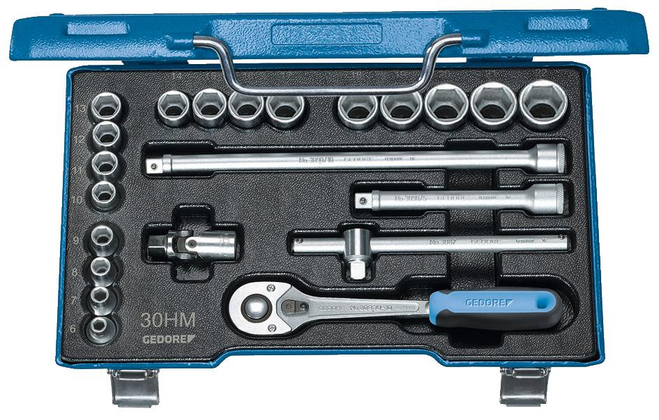 GEDORE 6-kant-Steckschlüssel-Satz Antrieb 3/8" 30HMU-10 /23-teilig SW 6-22 mm