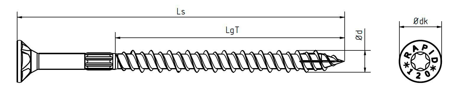 Spanplattenschraube RAPID® - Senkfrästaschenkopf - YellWin500 - 3,5 X 16 - TX20 - ETA 12/0373